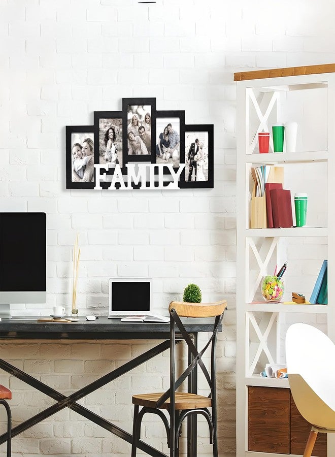 JUMBO HUMBLE Wood Wall Hanging Family Picture Photo Frame Collage, 4 x 6 Photo Frames for Family Pictures Wall Decor, 5 Openings Black - Image 4